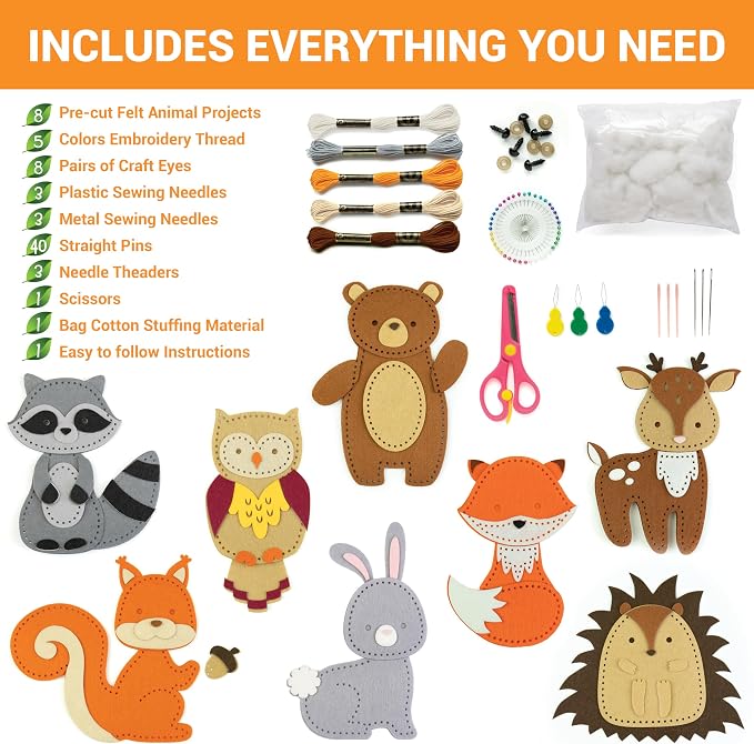 Craftorama Sewing Kit for Kids, Fun and Educational Animal Craft Set for Boys - Image 2