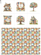 Patchwork Cozy Cottage Cotton Fabric Panel – 6 Designs + Bonus Sheet 29.5×19.6 by FabricsTown