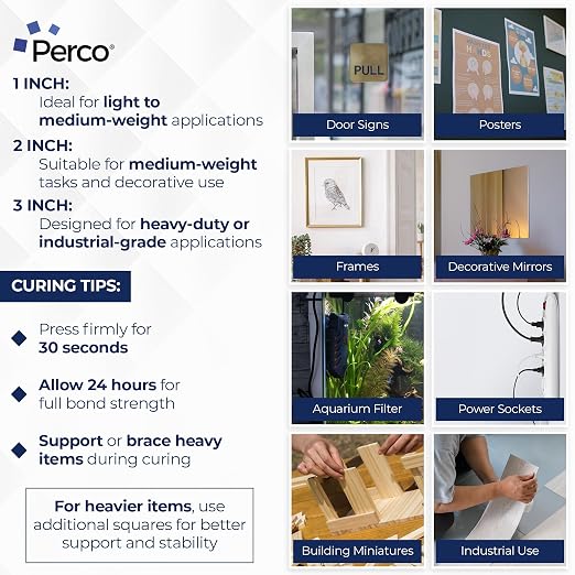 Perco Double Sided Tape Squares, 95 Pre-Cut Mounting Squares – 50 1"x1" - Image 3