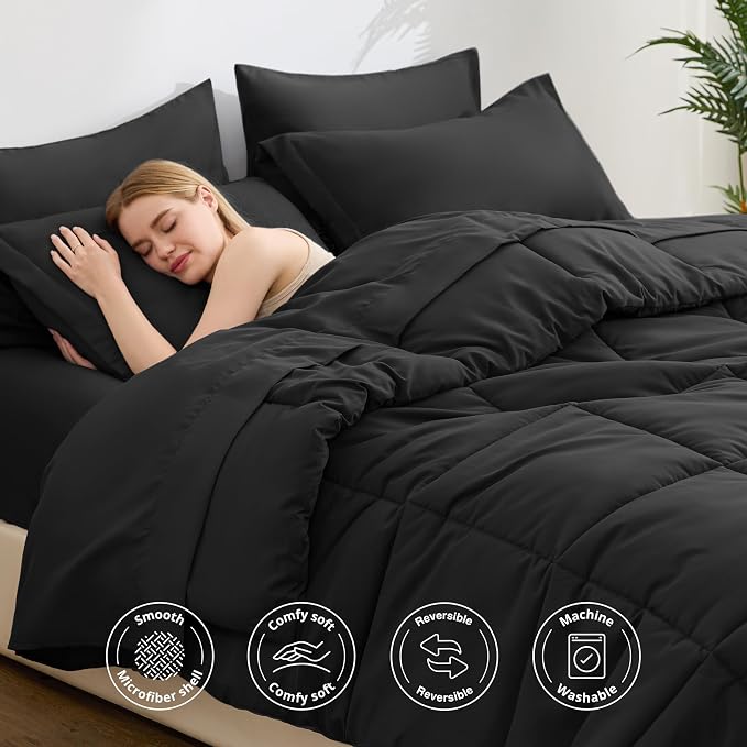 Love's cabin California King Comforter Set Ash Black, 7 Pieces California King - Image 3