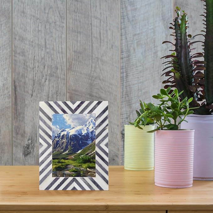 Picture Photo Frame Chevron Herringbone Art Inspired Vintage Table-Top/Wall - Image 5