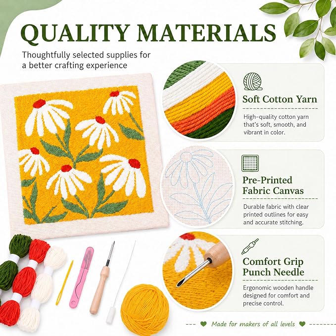 HRTHRT Punch Needle Kit for Beginners, 9.8" Frame Yarn Craft Set. | Punch - Image 8