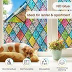 Coavas Window Privacy Film Stained Glass Window Clings 3D Rainbow Film - Image 5