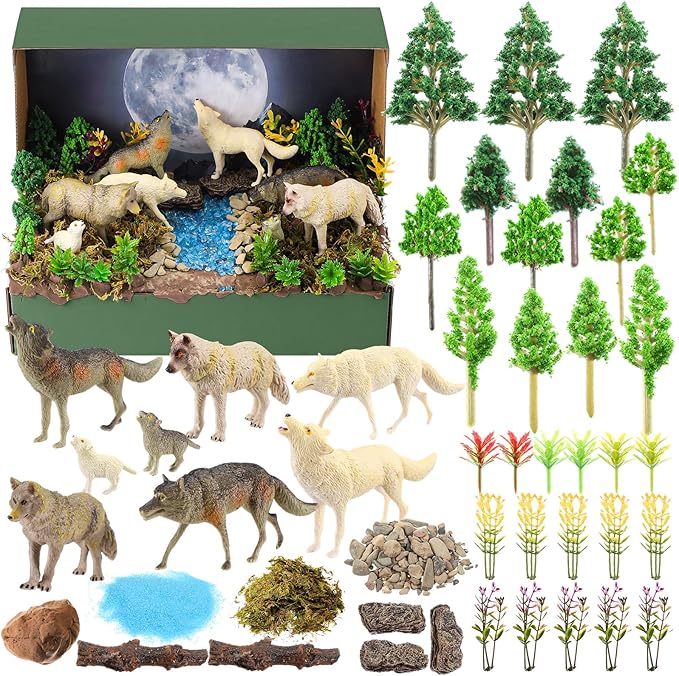Teyva Daily 48 Pcs Woodland Wolf Diorama Kit Habitat Project Box Set Wolves by Unknown