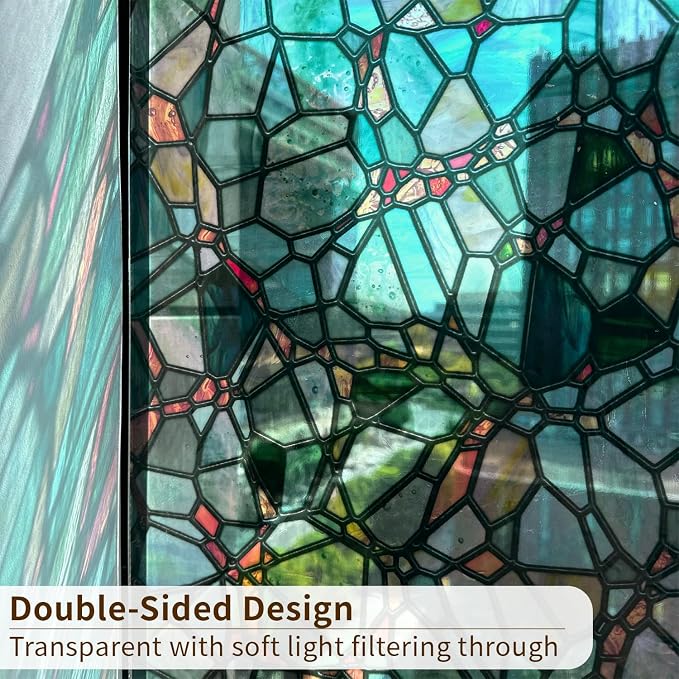 funlife Original Hand-Drawn Faux Stained Glass Window Film, Double-Sided Static - Image 2