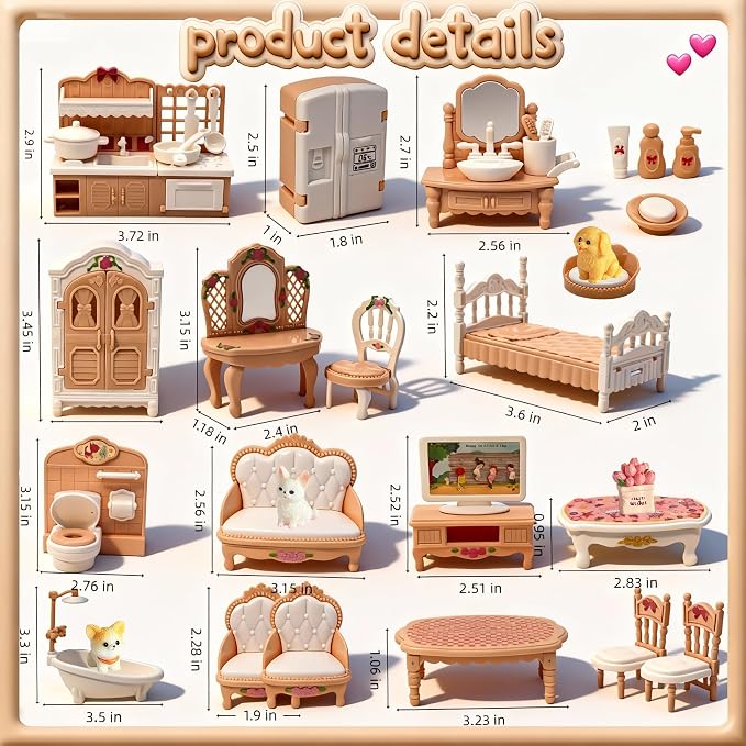 Dollhouse Furniture Set, Toy for Kids Ages 3+ Boys Girls, Great Gift Idea - Image 2