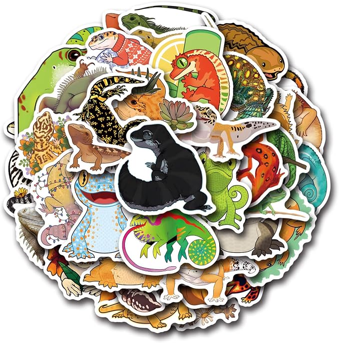 57Pcs Lizard Stickers Reptile Sticker Pack Waterproof Vinyl Water Bottle Decal - Image 3