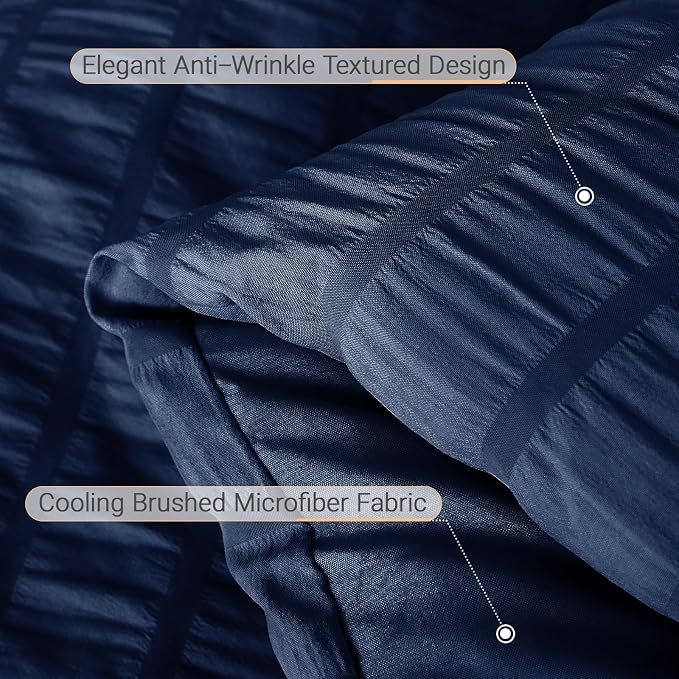 MUXHOMO 7 Pieces King Comforter Set, Seersucker Bed in a Bag King Size - Image 6