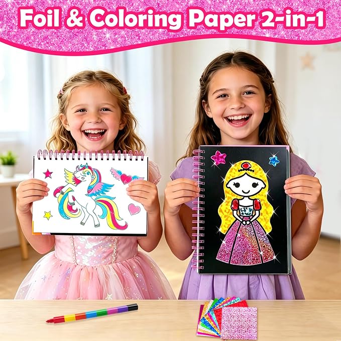 FUNNYB&G Foil Art Craft Kit for Girls 4-10 Years Old: Mess-Free & No-Glue - Image 2