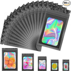 JETMORE 100 PCS Black Smell Proof Bag, Mylar Bags, Holographic Bags by Jetmore