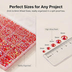 36000Pcs Red AB Rhinestones for Bedazzling, Flat Back Resin Gemstone Jewel - Image 3