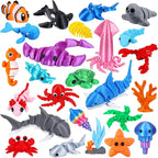 ywevyezc 25 Pcs 3D Printed Ocean Animals Set, Flexible Articulated Mini Sea by ywevyezc