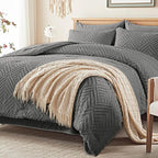Zzlpp Queen Comforter Set 7 Pieces, Dark Grey Tufted Bed in a Bag - Image 2