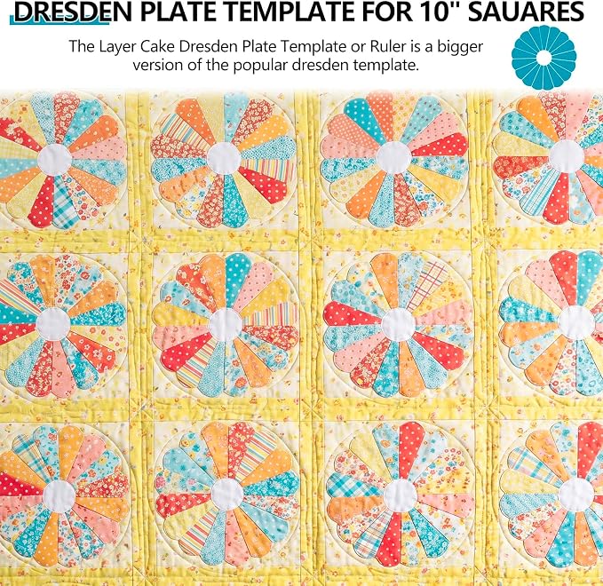 Kigley 5 Pcs Acrylic Quilting Template Ruler 10 Inch Dresden Plate Template - Image 4