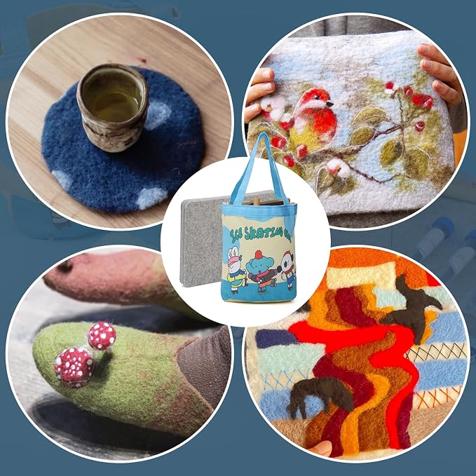 SOCNITC Needle Felting Kit Tools, Wooden Wool Carders, Felt Kit Supplies - Image 7