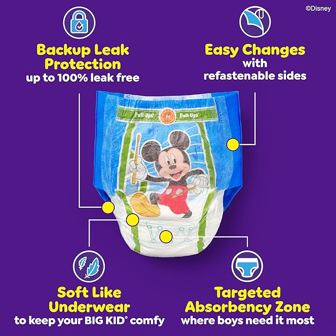 Pull-Ups Boys' Potty Training Pants, Size 2T-3T Training Underwear (16-34 lbs), 74 Count