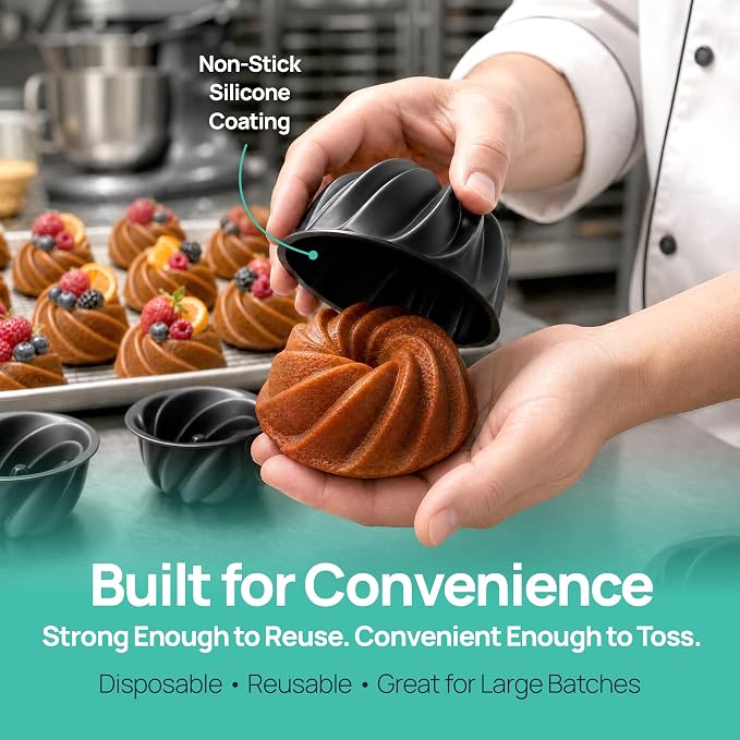 O'Creme Bakeable Plastic Mini Swirl Cake Pan, Baking Pan - Image 5