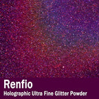 Renfio Holographic Ultra Fine Glitter Powder Metallic Resin Glitter 2.11 Oz PET - Image 2