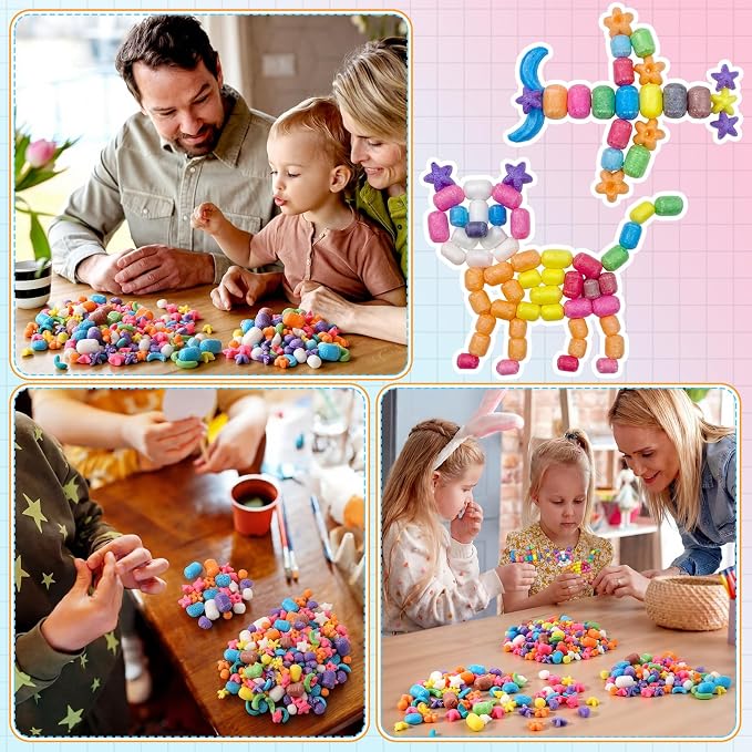 Junkin 1000 Pcs Magic Noodles Foam Crafts Puffs Corn Crafts Arts Kit Bulk Cross - Image 4