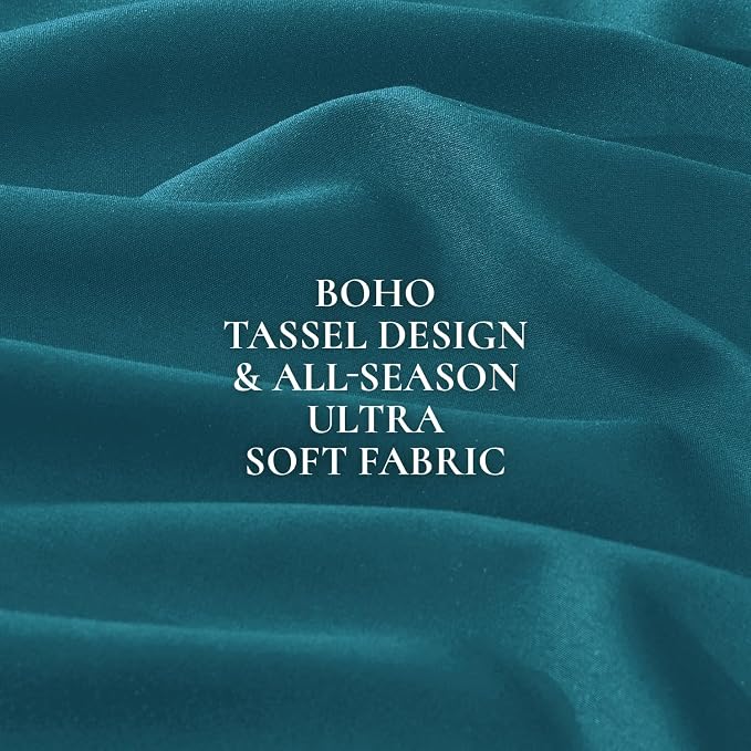 Andency Turquoise Comforter Twin Size, 2 Pieces Boho Teal Tassel Lightweight - Image 9