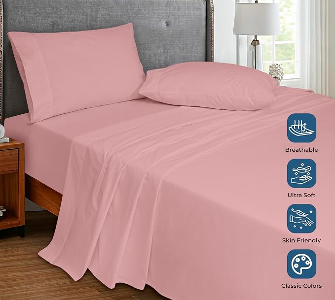 Royale Linens 100% Organic Cotton Twin XL Flat Sheet Only - Image 4