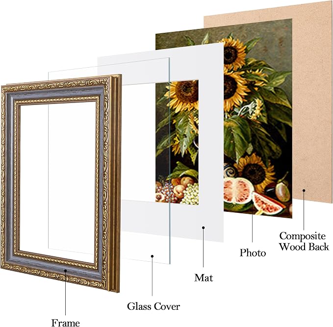 eletecpro 5x7 Vintage Picture Frame, Glass Cover, Horizontal or Vertical - Image 2
