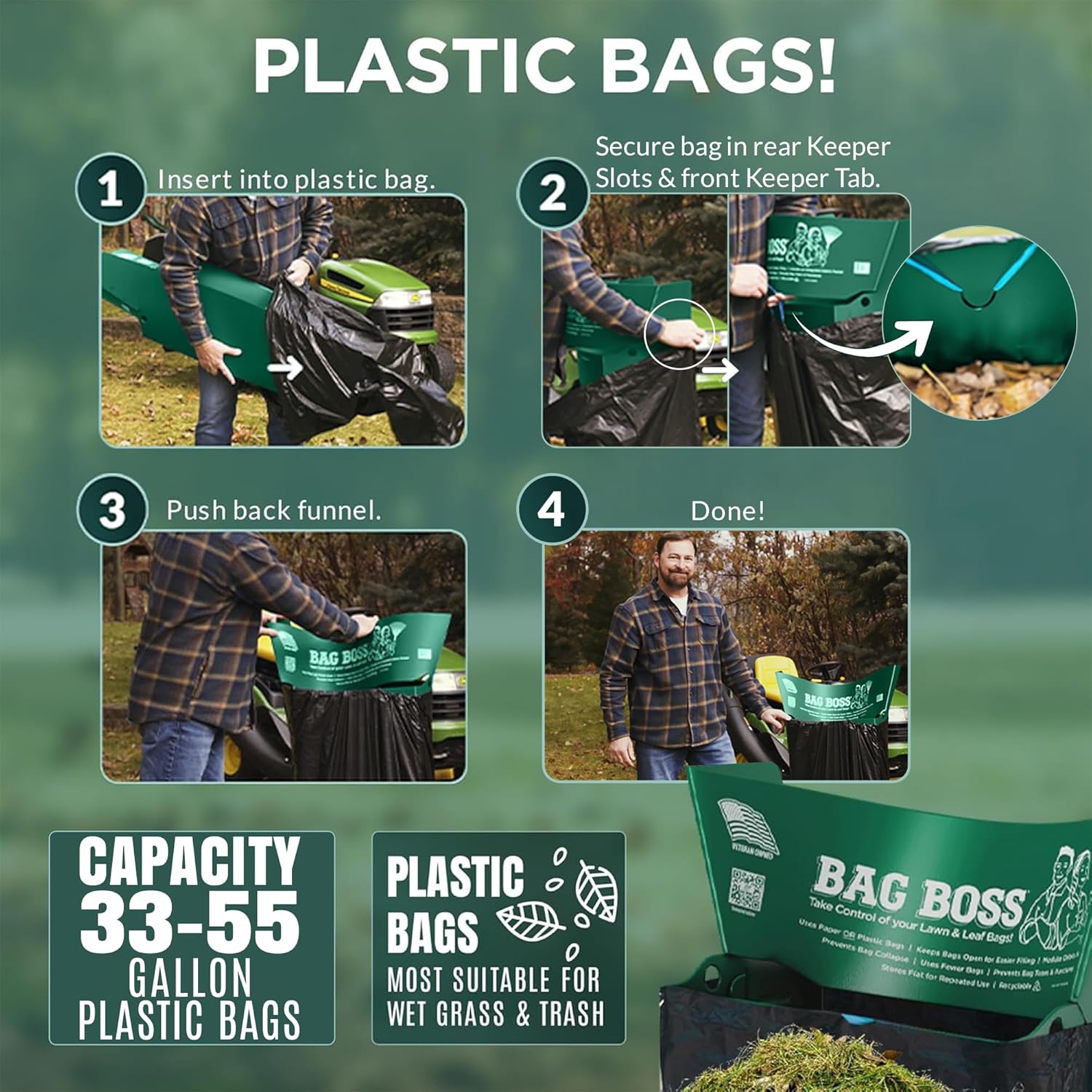 Lawn & Leaf Bag Holder Stand | Fits 33-55 Gallon Paper or Plastic Yard Waste Bags | Foldable Trash Bag Holder Stand