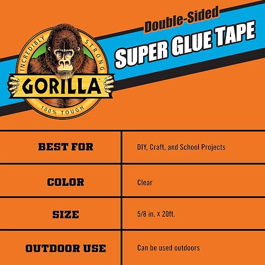 Gorilla Super Glue Tape, Double Sided, High Tack, 5/8in x 20ft - Image 5