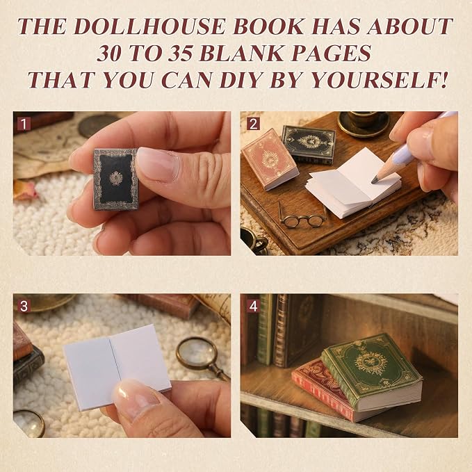 36 Pcs 1:12 Scale Miniatures Dollhouse Books and Wooden Bookcase | 4 Floors - Image 3