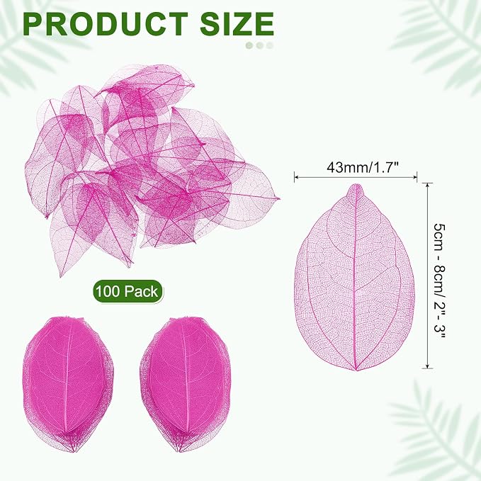 uxcell 100 Pcs Dark Rose Red Skeleton Leaves - Image 2