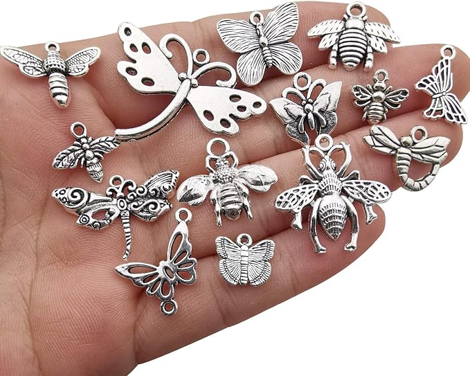 100g About Craft Supplies Mixed Butterfly Dragonfly Bee Insect Charms - Image 2