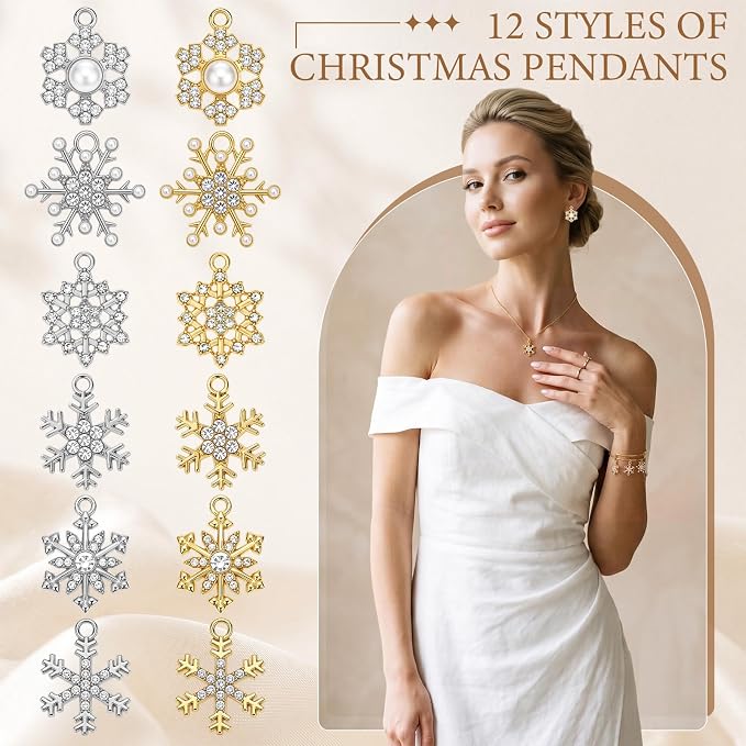 Landical 50 Pcs Winter Snowflake Charms - Image 3