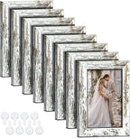 5x7 Picture Frames Set of 8, Vintage Rustic Farmhouse Industrial Style Photo by Unknown