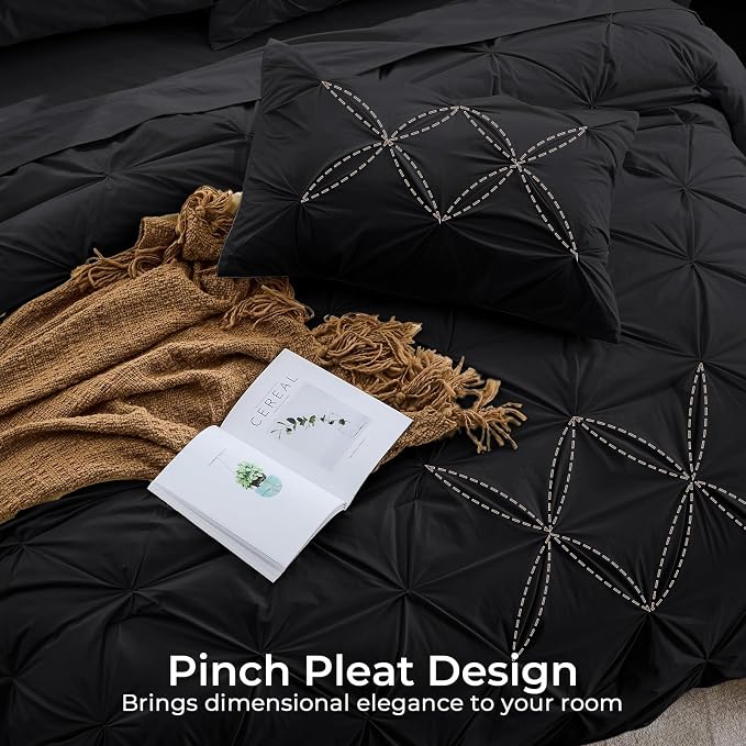 Sasttie California King Comforter Set, 7-Piece Bed in a Bag, Pintuck Bedding - Image 4