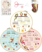 Santune 3 Sets Embroidery Kit for Beginners Adults, Learn Over 30 Different by Santune