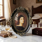 Cuspin 4x6 Oval Picture Frame, Vintage Ornate Baroque Black and Gold Resin - Image 3