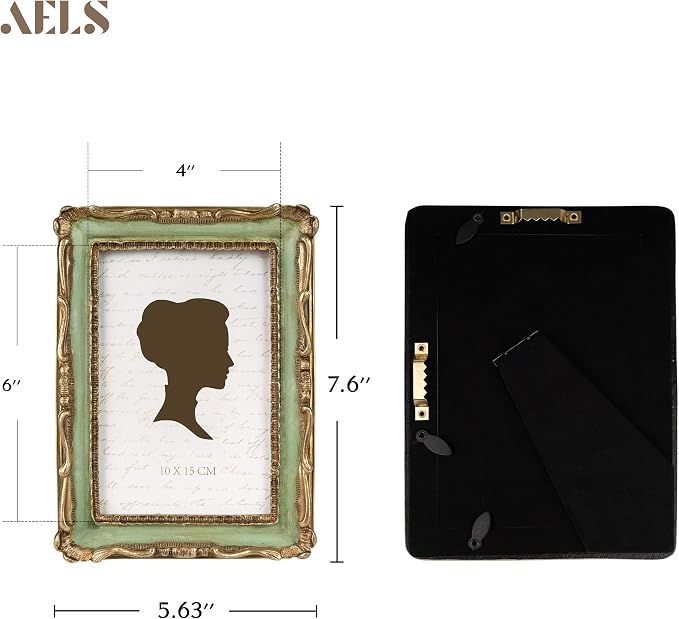 AELS 4x6 Inch Vintage Picture Frame, Elegant Antique Photo Frames - Image 2