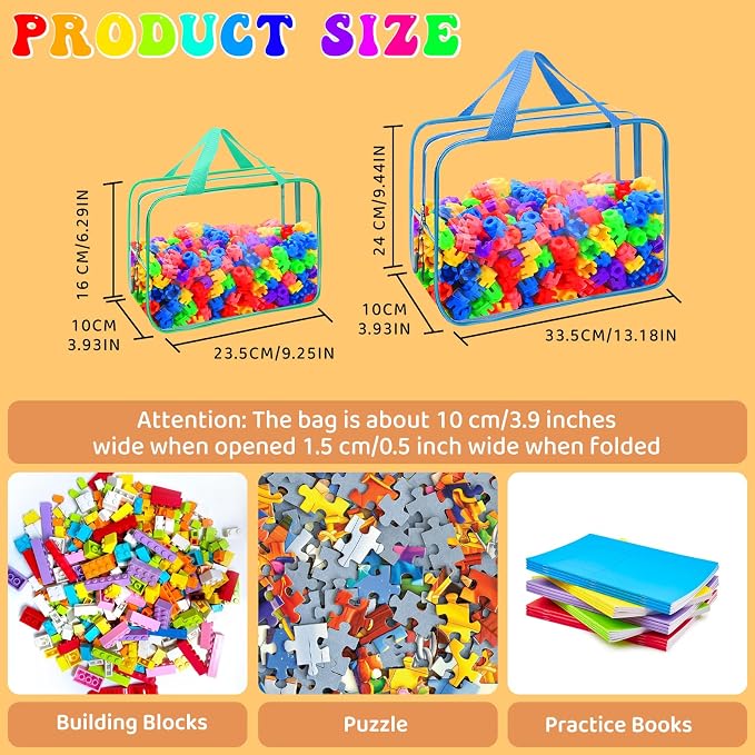 8 Packs 8 Colors Toy Storage Bags, Reusable Clear PVC Board Game Storage - Image 2