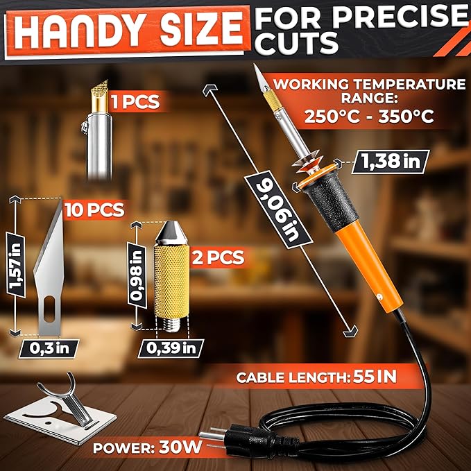 Hot Knife Plastic Cutter Tool Set; 30W Power Draw; 55 in Long Cable | Electric - Image 2