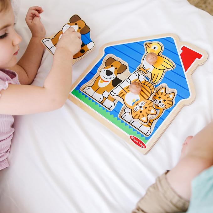 Melissa & Doug Pet Animals Jumbo Knob Puzzle, Wooden Peg Puzzle - Image 2