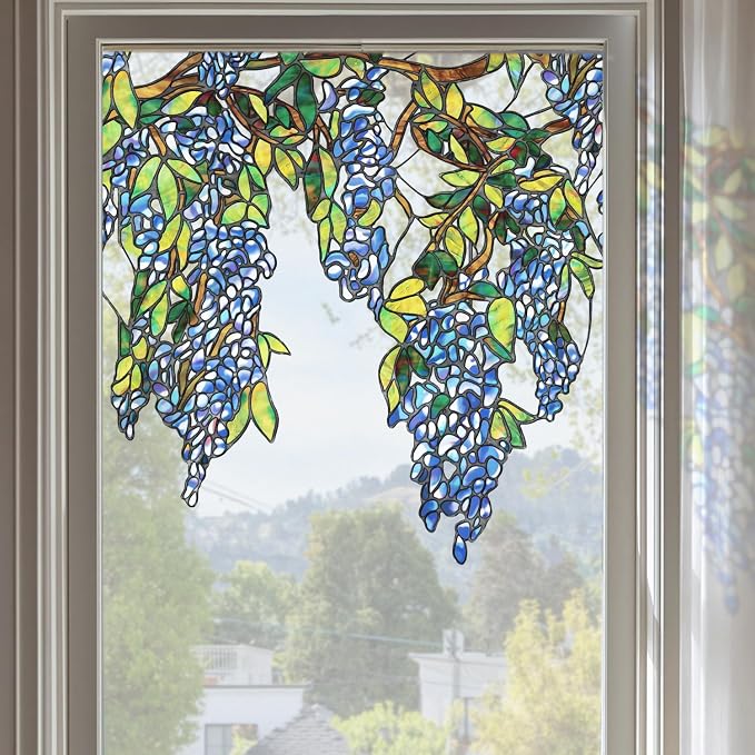 Original Hand Drawn Wisteria Stained Glass Window Border Film, Transparent by ChicSkin