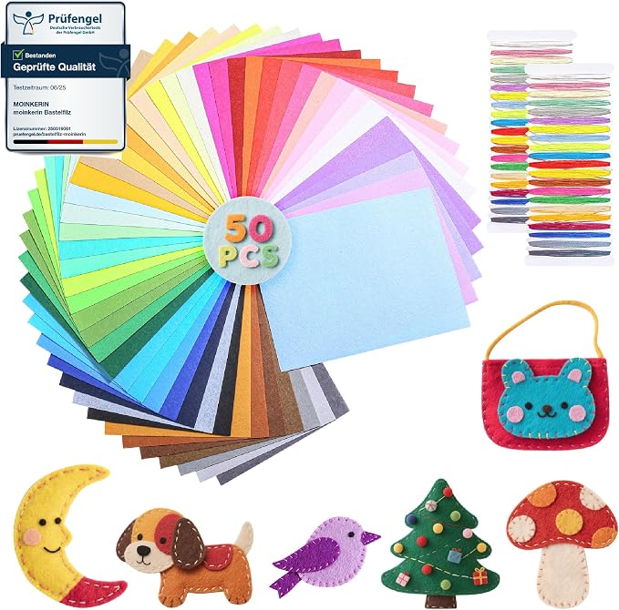 moinkerin 50Pcs Felt Sheets for Crafts by moinkerin