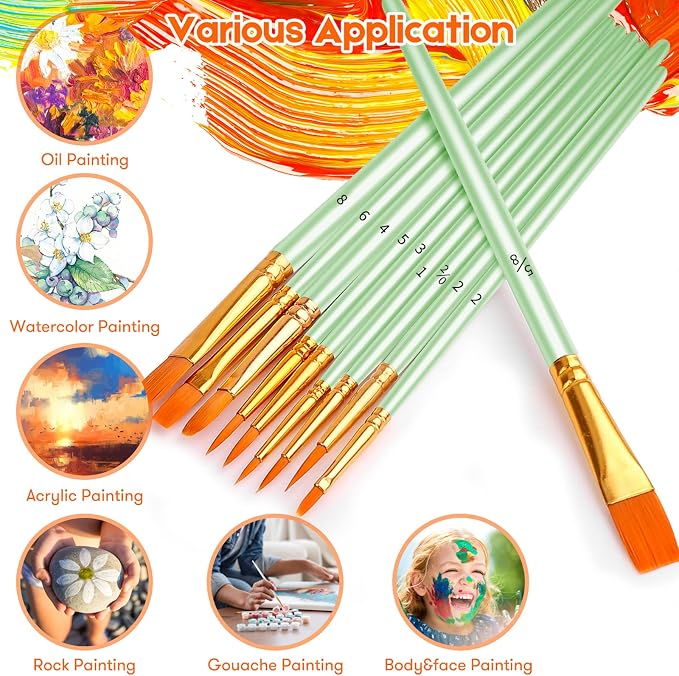 Soucolor Acrylic Paint Brushes Set, Halloween Pumpkin Ceramic Crafts Supplies - Image 9
