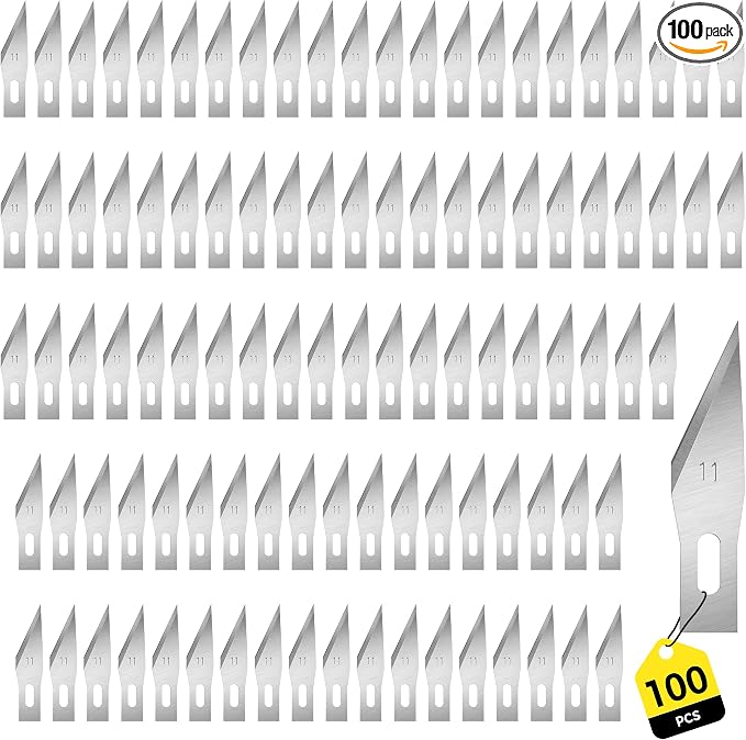 100 Pack Exacto Knife Blades, SK5 Steel #11 Blades by AslyYardMngSter