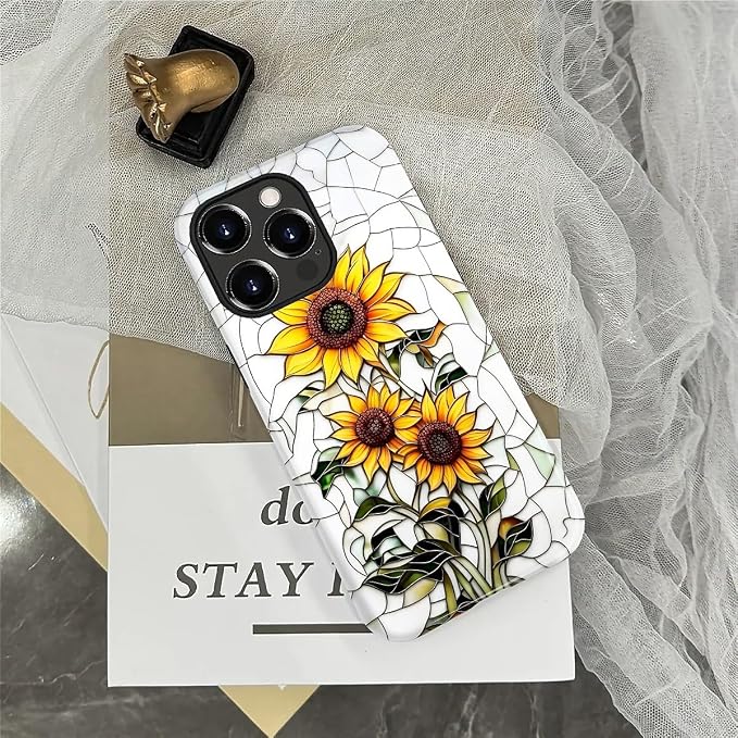 ZHEGAILIAN Case for iPhone 14 Pro Max, Sunflower Faux Stained Glass Effect - Image 6