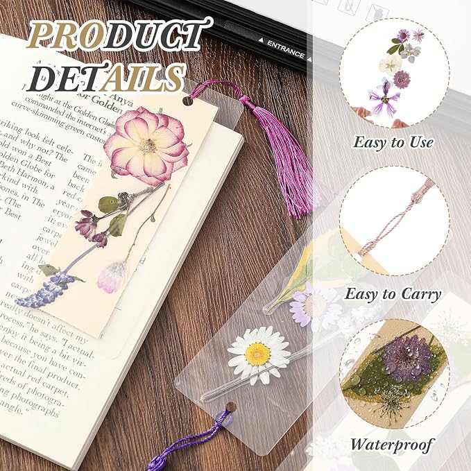 Fuyoooo 376 Pcs Pressed Flowers Bookmark Making Kit, DIY Bookmark Laminating - Image 4