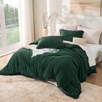 Andency Comforter Set Oversized King Dark Green 120x120, 3 Pieces Boho Fall - Image 6