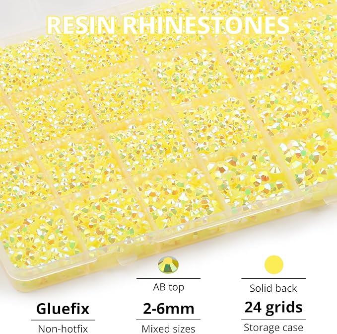 31000Pcs Yellow Rhinestones for Bedazzling, Flat Back Resin Rhine Stone Diamond - Image 3
