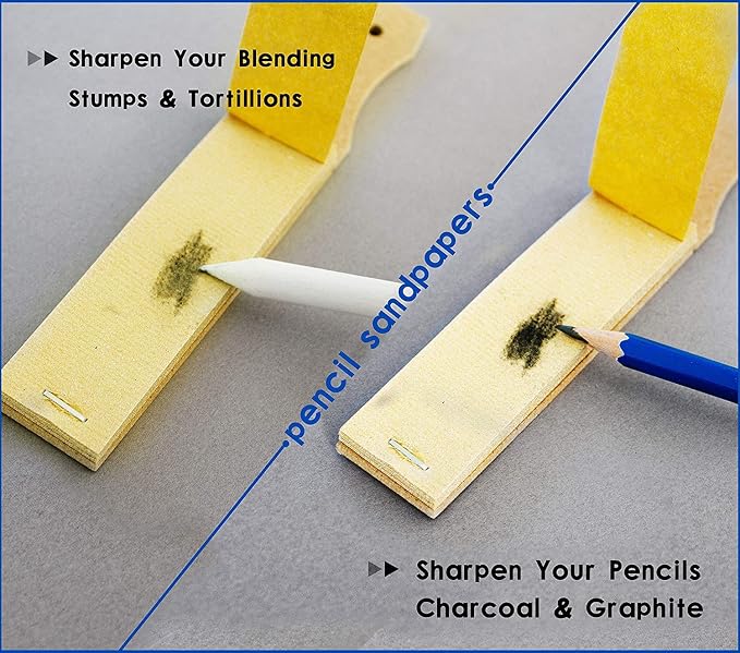 N NOROCME 10 PCS Blending Stumps, Sponge Pens and Sandpaper Pencil Sharpener | - Image 7