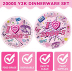 Qyeahkj 100Pcs 2000s Y2K Pink Decorations Party Supplies 90s Plates Napkins - Image 3